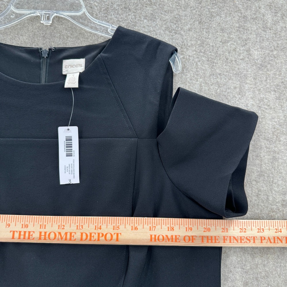 NWT Chicos Cold Shoulder Seamed Short Sheath Dress Black XL Career - Picture 4 of 8